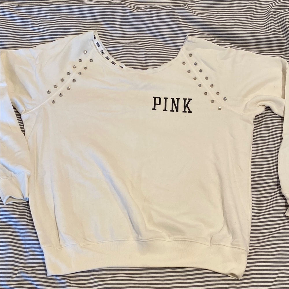 PINK Victoria's Secret White Studded Sweatshirt